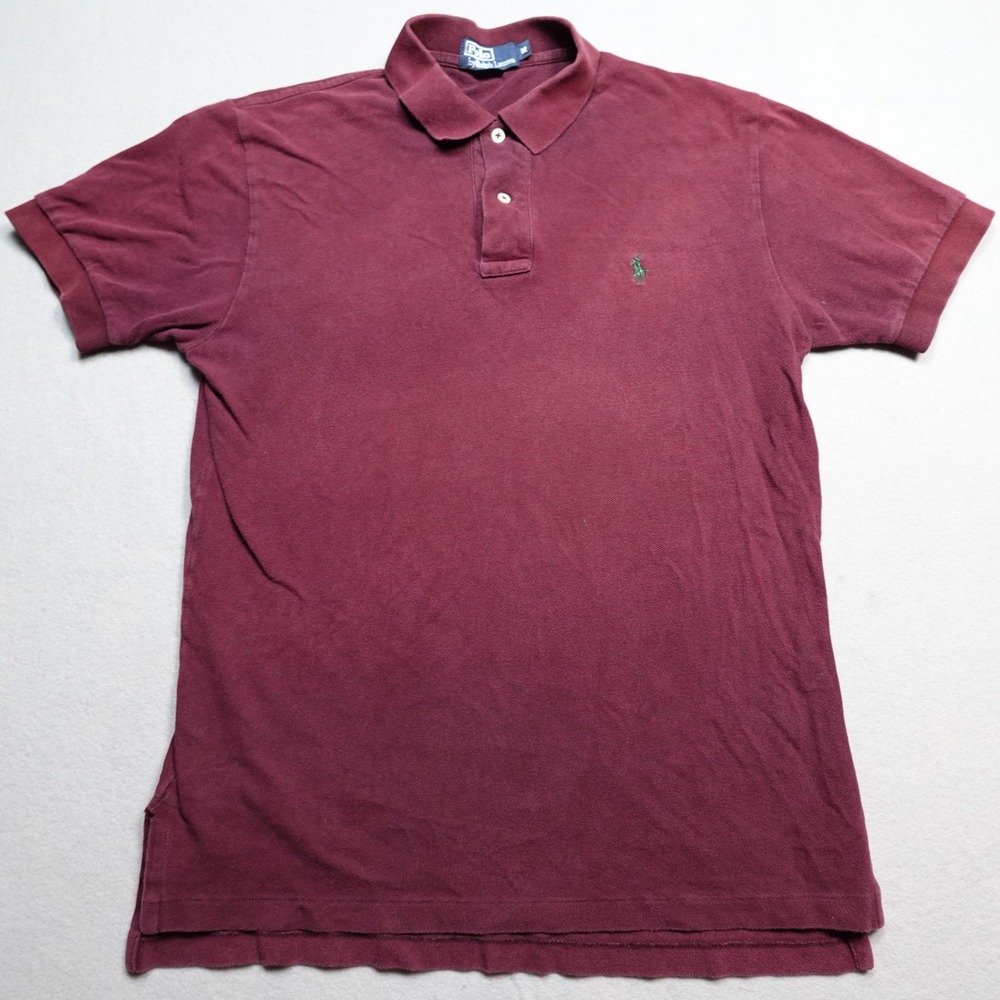 Polo Ralph Lauren Polo Shirt Men M Burgundy Short Sleeve Pique Pony Logo